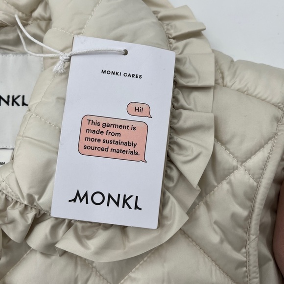 Monki Quilted Vest with Collar in Cream - Size Small - Picture 9 of 16